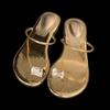 French slope heel pigeon egg cover toe cool slippers women's 2025 summer shoes outer wear temperament with skirt rhinestone sandals
