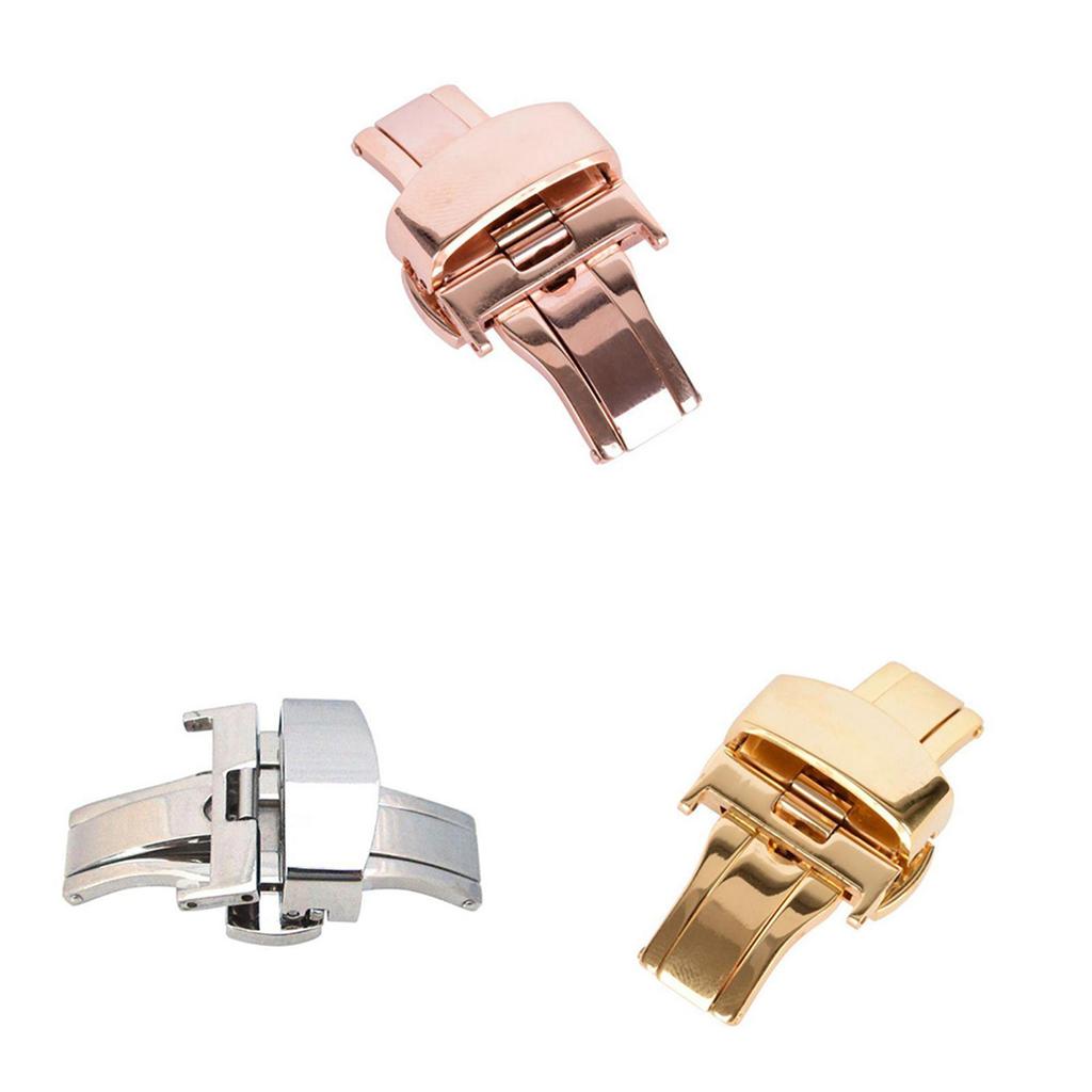 Elegant Silver Stainless Steel Watch Clasp Butterfly Buckle High Polished Solid Steel