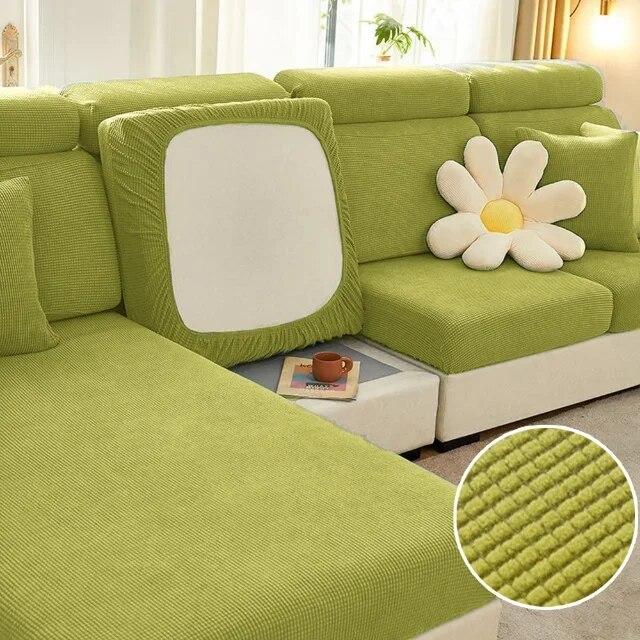 Jacquard Sofa Seat Cover Plain Stretch Couch Cushion Case Folar Fleece Solid Sofa Covers Living Room Sofa Furniture Protector