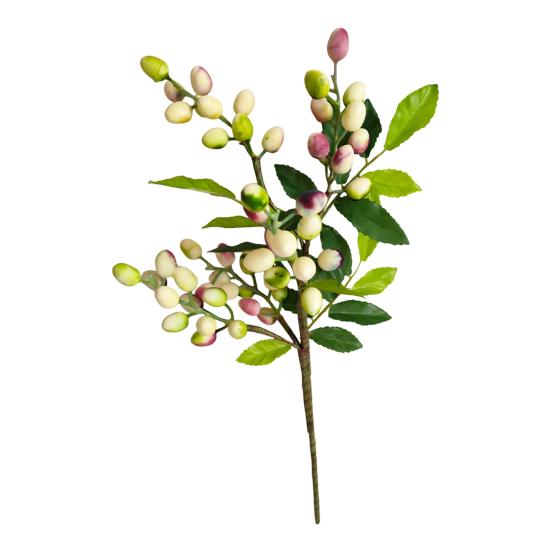 Artificial Berry Stems Faux Green Olive Branches with Leaves Fake Greenery Picks with Fruits for Home Vase Floral Arrangement