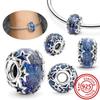925 Sterling Copper Blue Green Pink Red Black White Purple Murano Glass Beads Fit Original Pantaro Charms Bracelet Women Zircon