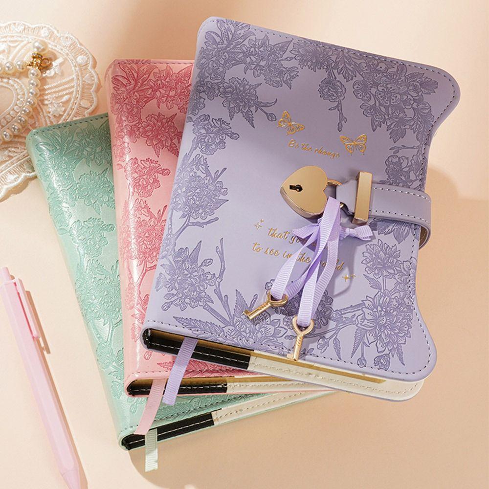 Mit Liebesschloss-Schlüssel Notizbuch 360 Seiten Notizblock Einfaches Tagebuch Notizbuch