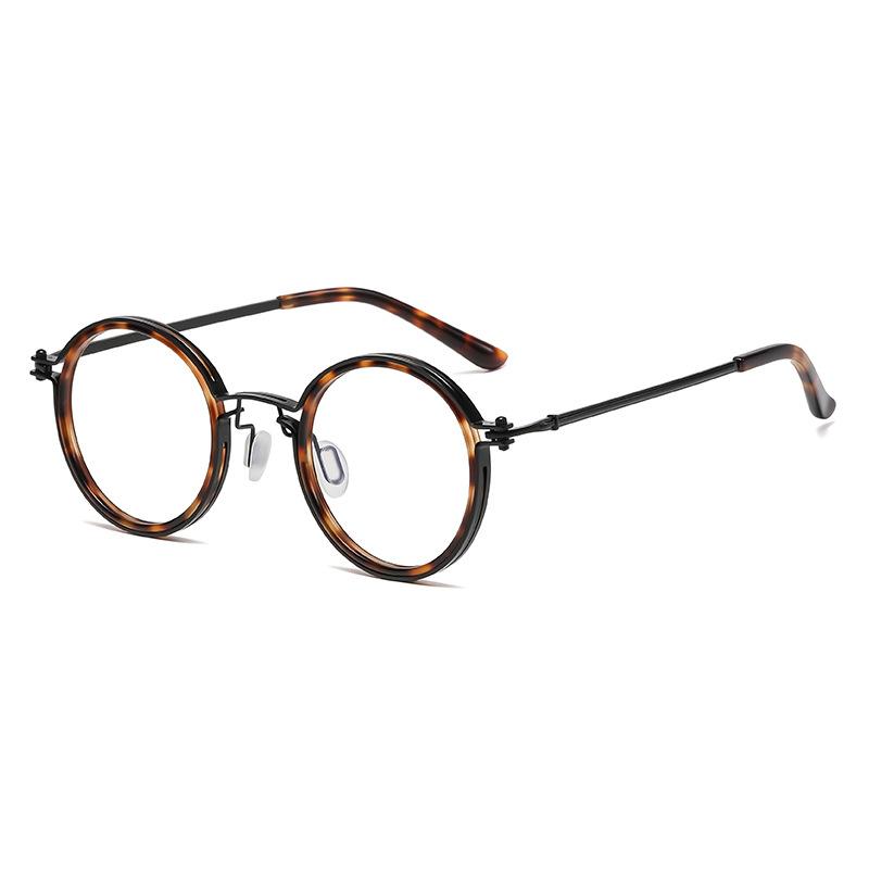 Vintage Fashion Hollow Design Titanium Round Glasses Frame Men Women Hand-Made Eyeglasses Spectacles Frames