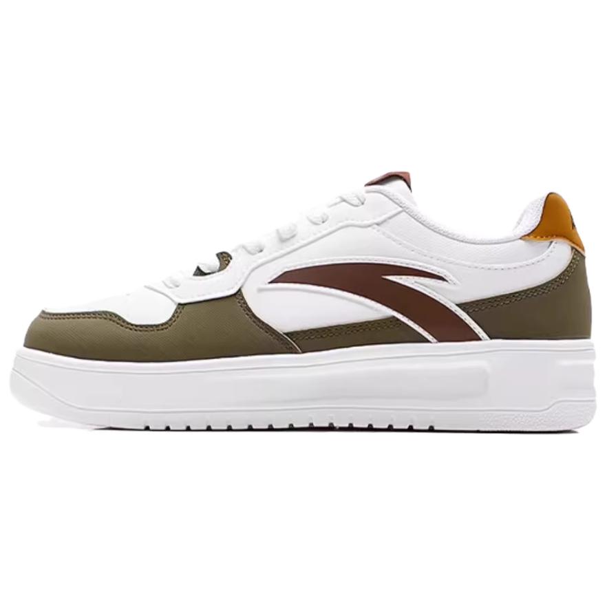 Anta Comfortable Fashionable Versatile Wear-Resistant Lightweight Increased Height Low-Top Skate Shoes Men Sneakers Green White Brown 912528003Q-2