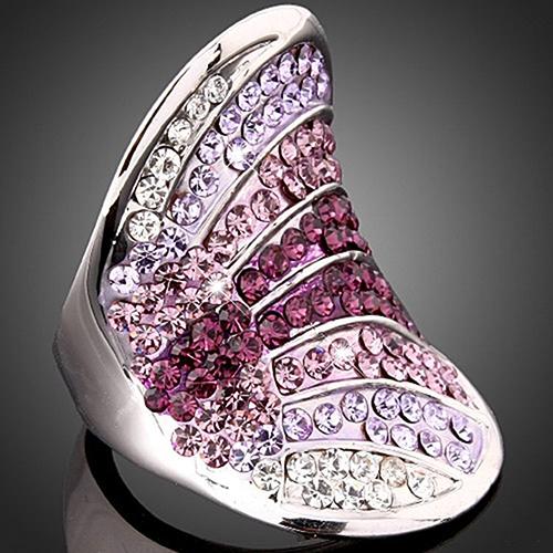 Sterling Women Korean Style Full Rhinestone Index Finger Ring