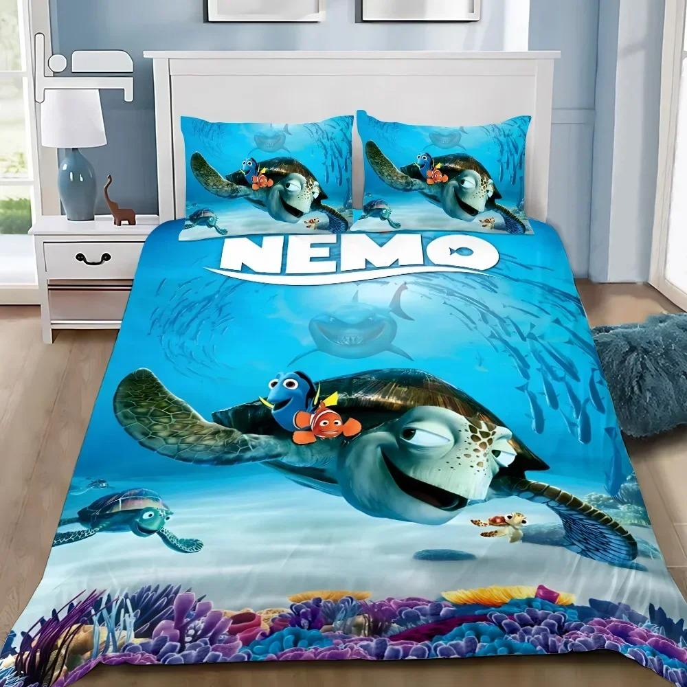 Cartoon Duvet Cover Pillowcase Bedding Set Finding NemoS Adult Boy Girl Bedroom Decoration Children Single Double Large Size