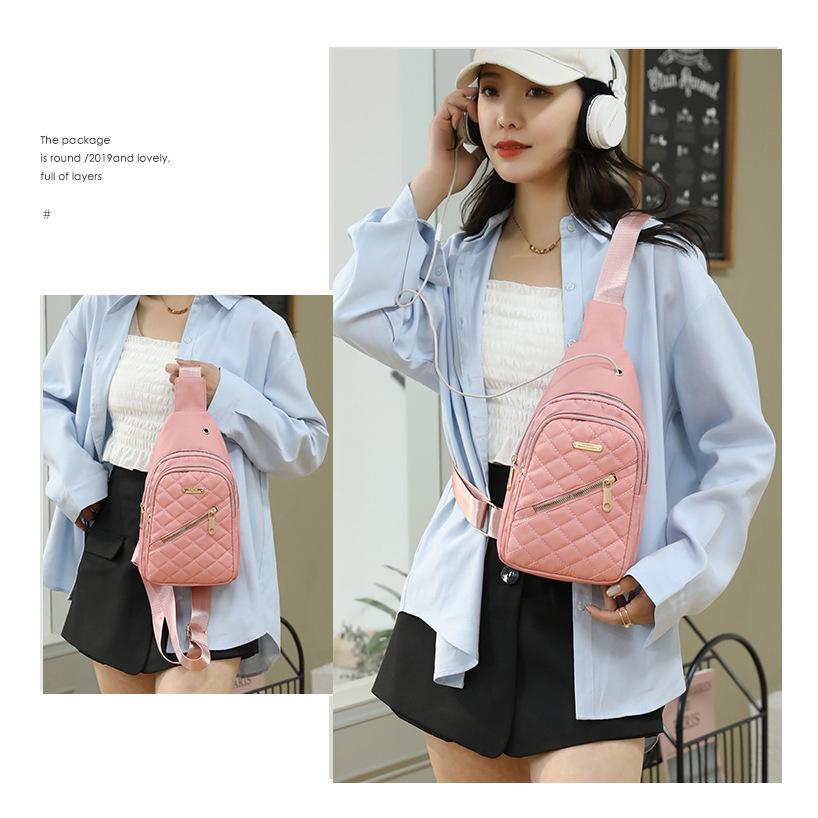 Breast bag Women's versatile lightweight casual fashion small bag Multi-compartment outdoor travel backpack Crossbody bag