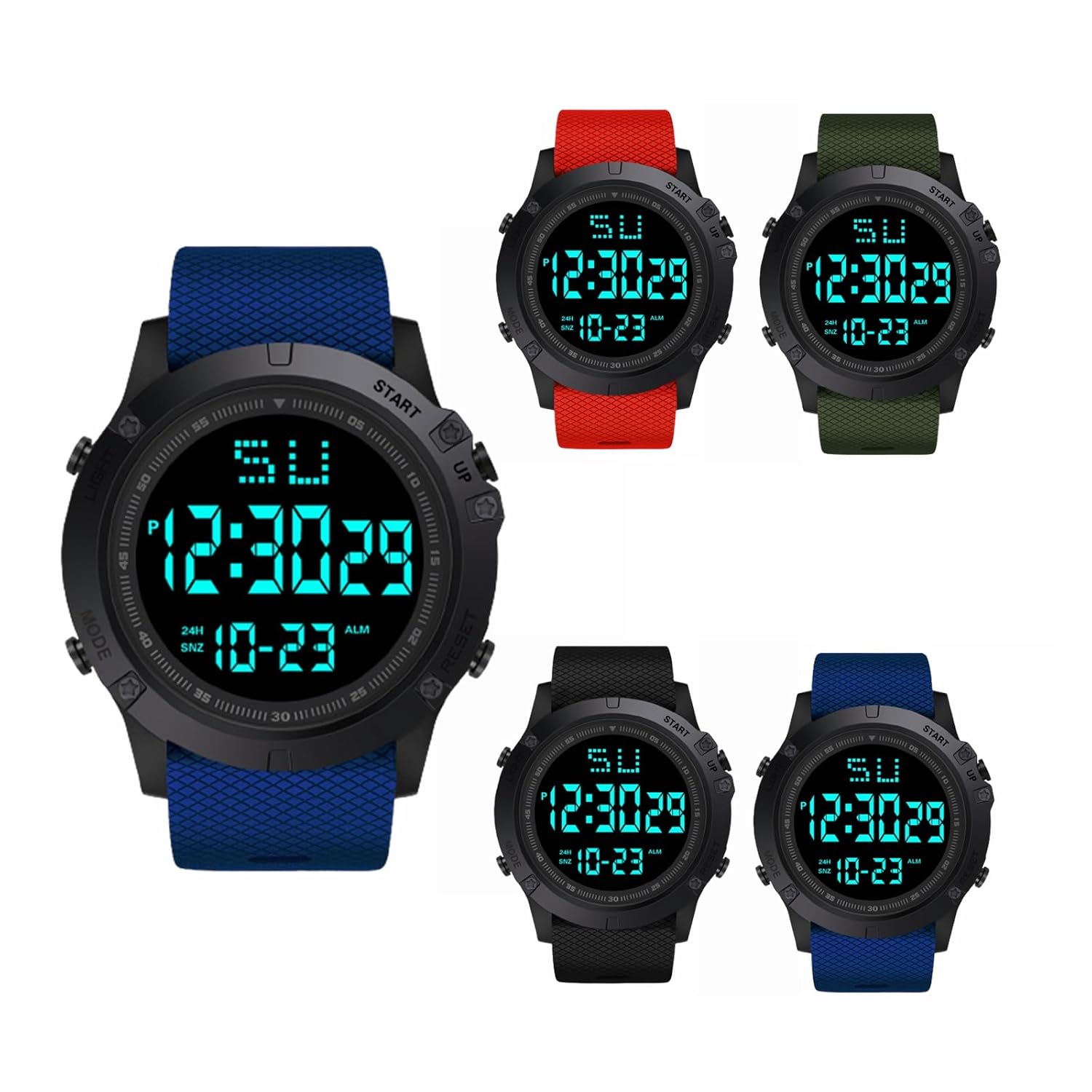 Mens wristwatch digital sports watch popular meter waterproof stylish multifunctional LED light alarm calendar date large screen outdoor birthday