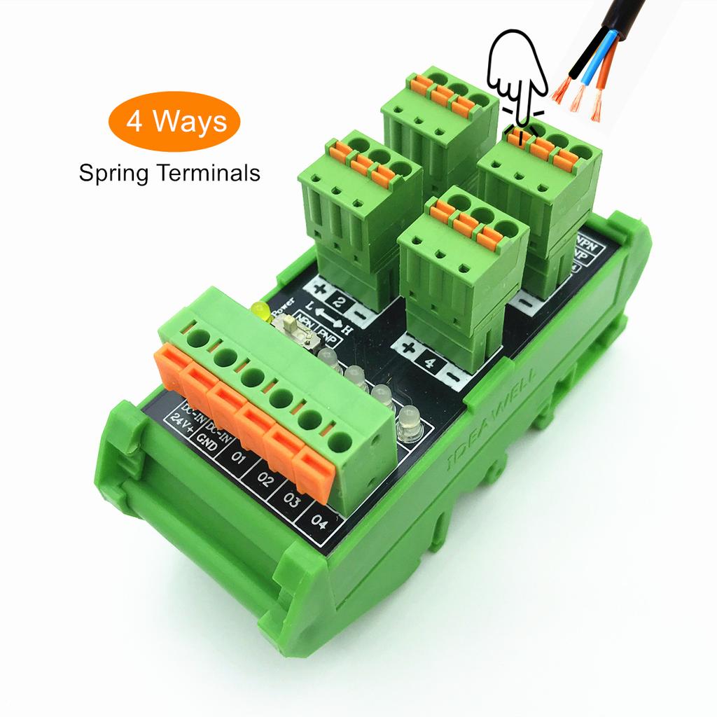 PLC Input Module Terminal Block 4 6 Way/Channels Photoelectric Proximity Switch NPN PNP Sensor 3 Wires Conversion Transfer Board