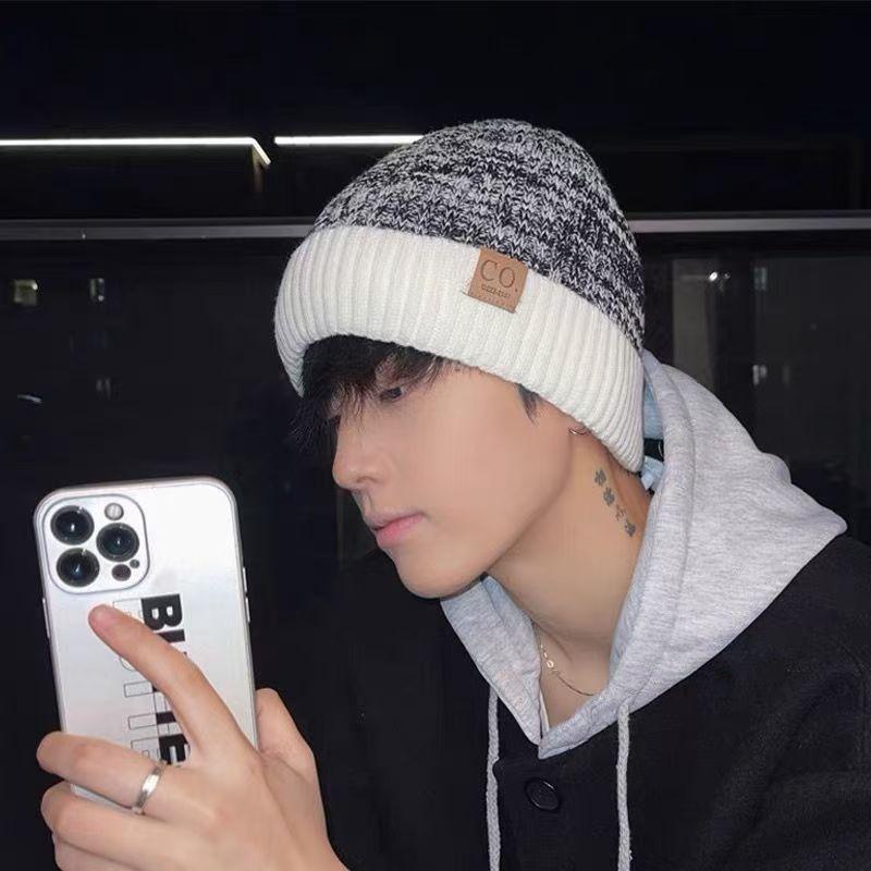 Hat men's winter knitted wool hat thickened damp velvet warm windproof green winter men's cold cotton hat