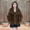 Faux Leather Winter Chinchilla Jacket Lapel New Imitation Rex Rabbit Hair Short Fluff Cross-grain Coat