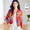 Jinjuan Women's Silk Floral Print Bomber Jacket