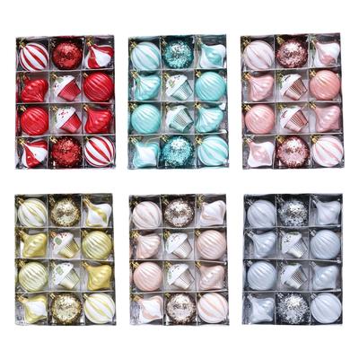 12Pcs Christmas Tree Ornaments Shatterproof Christmas Decoration Hanging for Indoor Shopping Mall Xmas Celebration Wedding