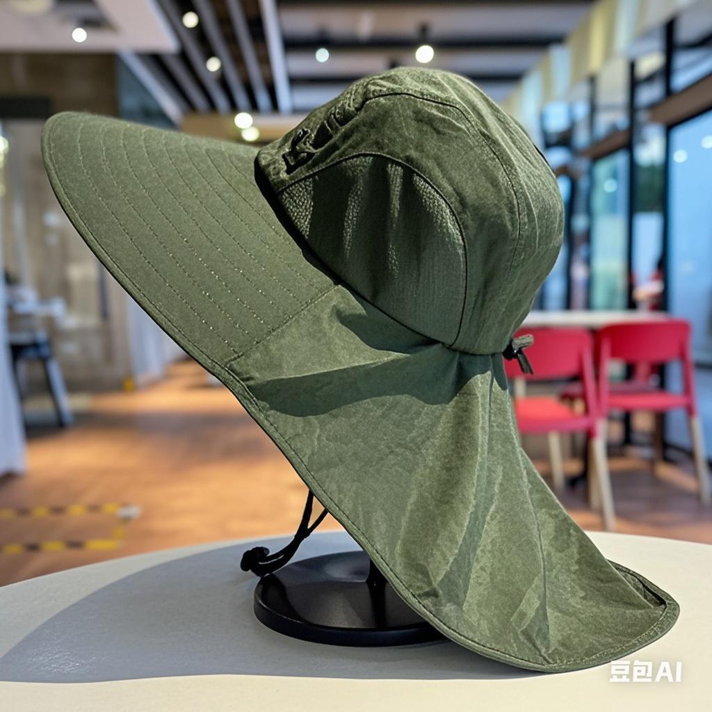 Cappello da sole unisex con protezione per il collo, in maglia cava, antivento, con cinturino fisso, anti-UV, pieghevole, traspirante, per giardinaggio, pesca, all'aperto