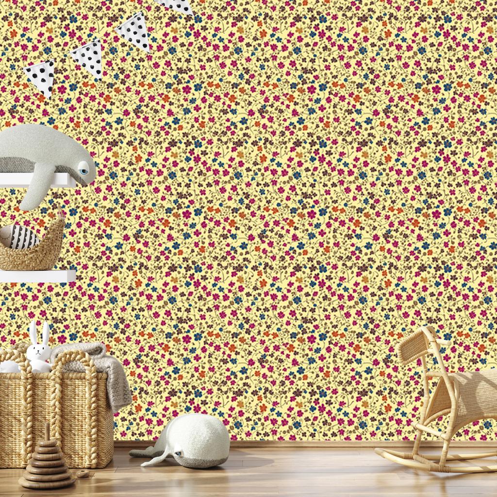 Yellow and Gold Flowers Wallpaper for Living Room and Bedroom 50x1000