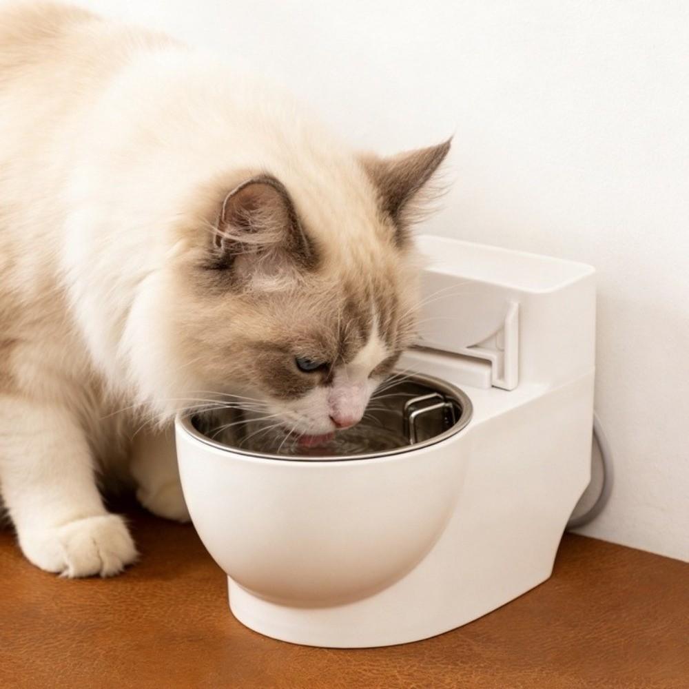 Wall-Mounted Toilet Shaped Cat Water Dispenser Stainless Steel Split Design Dog Drinking Bowl Simulation Closestool With Lid