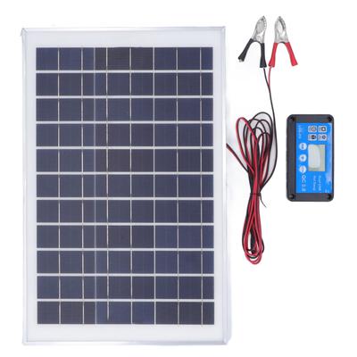 Kit de panneau solaire 50 W 18 V avec contrôleur de charge étanche MPPT et pince de batterie de 3 mètres pour camping-car extérieur