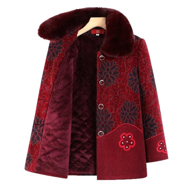 Grandma winter velvet thickened coat old woman mother winter padded coat mother-in-law old lady padded jacket