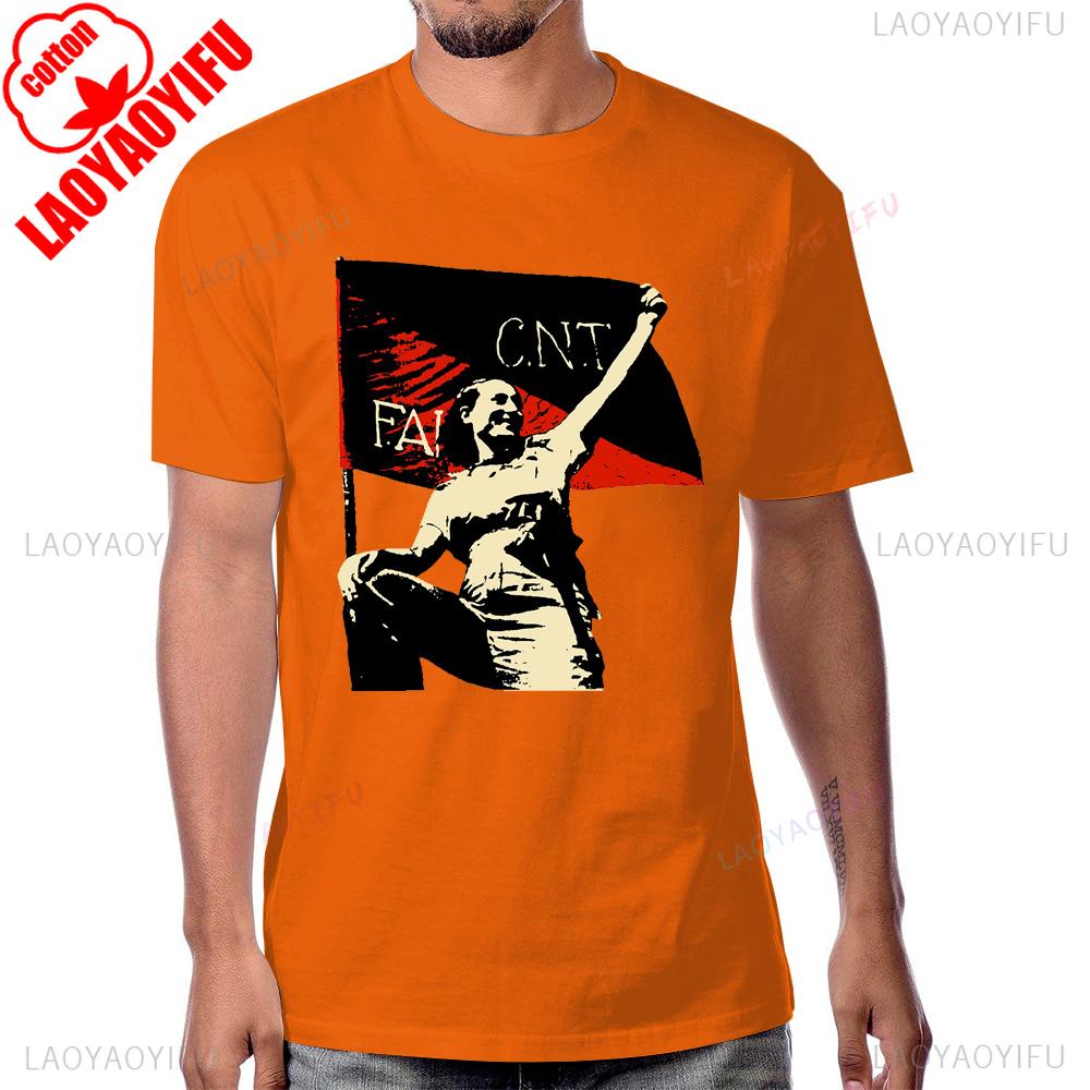 Espana National Confederation of Labour CNTAIT Tshirt Cotton Fashion Short Sleeve Man Tshirt Streetwear Hipster Women T Shirt