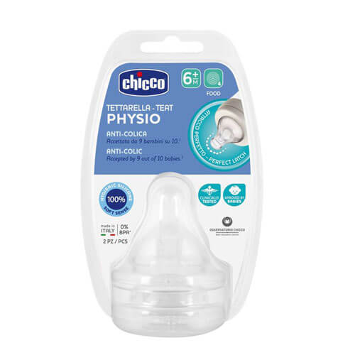 Cross Chicco Perfect5 Anti-Colic SIlicon Teat 2pc (6m+ Food Flow)