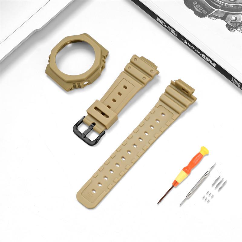 

Для Casio G-SHOCK Octagon Farm Oak GA-2100 TPU Refit прозрачный ремешок для часов корпус силиконовый ремешок для часов ga2100 мужской браслет