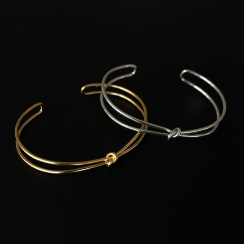 Youngglow Silver925 Knot Bangle Bracelet (2color)