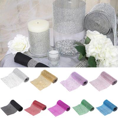 1 rolka 24 rzędy Bling Rhinestone Diamentowa siateczka Wstążka Wrap Akrylowa Bling Diamentowa Wstążka Wrap do Dekoracji Wazonów Na Tort Weselny