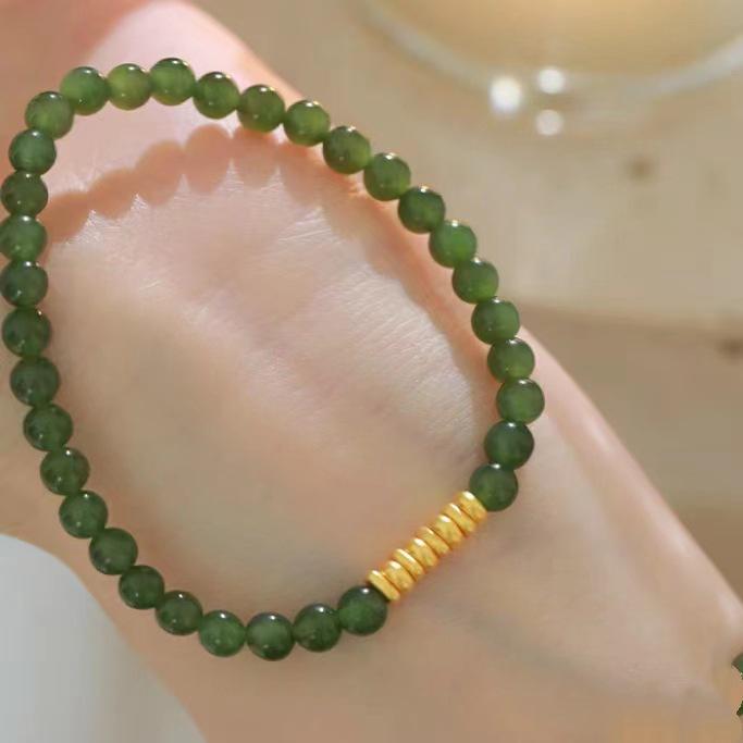 

Изысканный браслет из градиентного хэтяньского нефрита: Нишевые украшения для рук в древнем стиле, крутые, идеальный подарок для женщин и лучших подруг