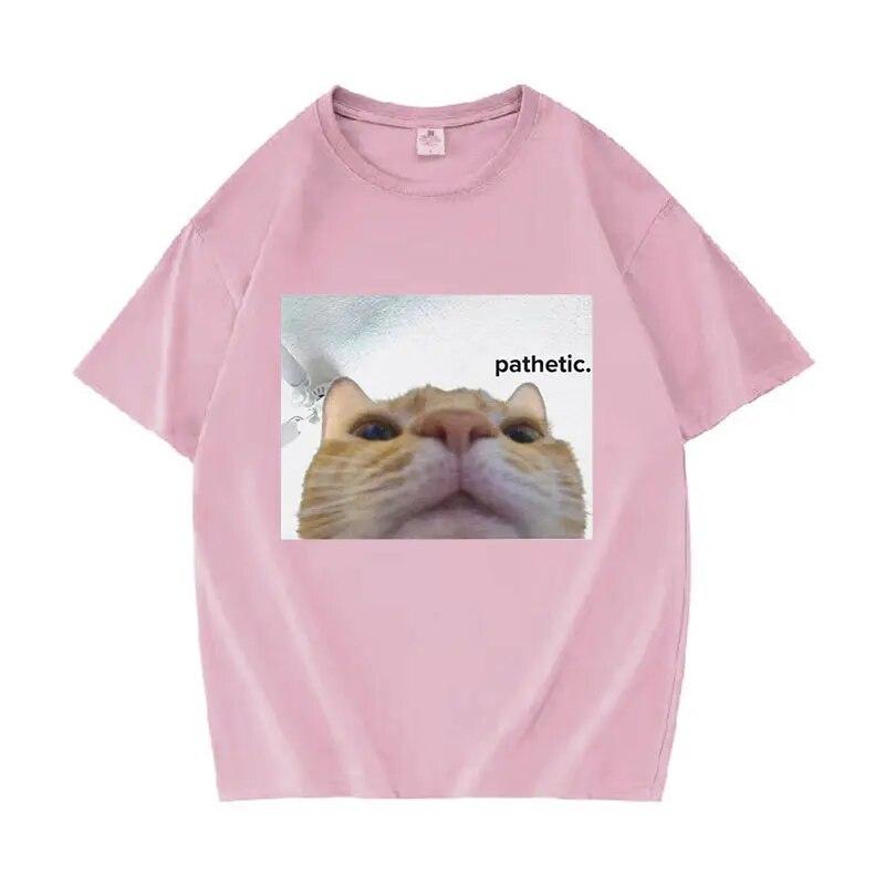 Funny Patetic Cat Meme Grafiske T-skjorter Unisex kvinner Mote Uformelt kortermet T-skjorte Sommer O-hals 100 % bomull Oversized T-skjorter