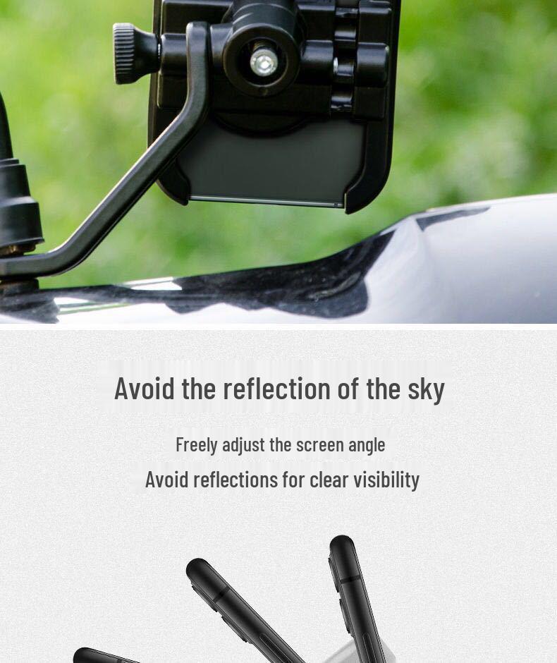 Adjustable Rotatable Metal Phone Holder for Motorcycle Electric Vehicle - Rearview Mirror Bracket