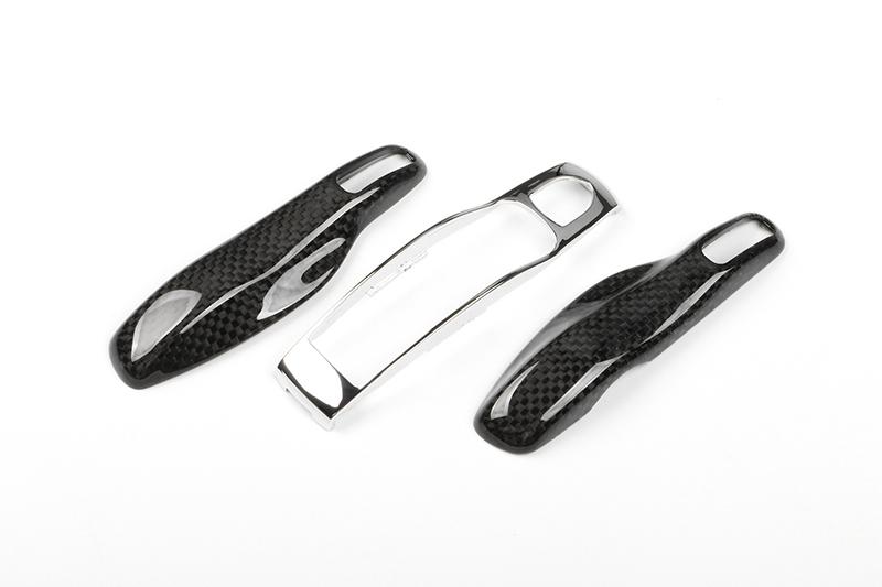 Real Carbon Fiber Key Fob Cover Auto Remote Case Shell for Porsche 718 911 Panamera Cayenne Macan Boxster Cayman Keychain Trim