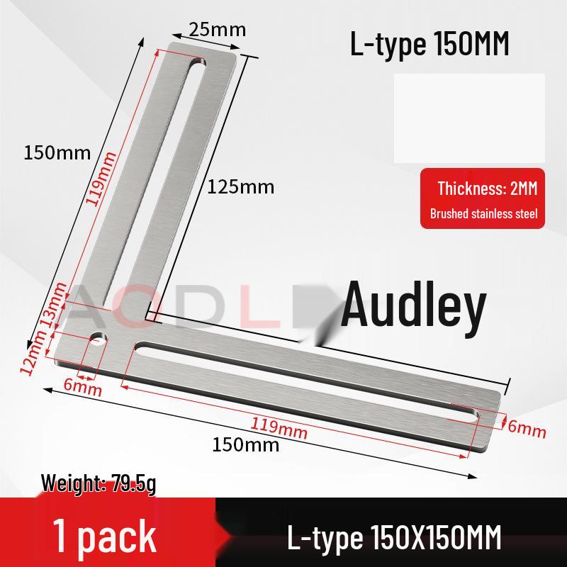 Stainless Steel 90° Movable L-Shaped Corner Bracket with Long Hole for Shelf Support