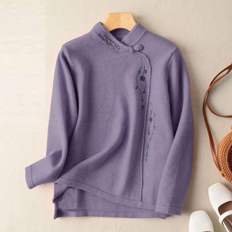 Large Size Women's Embroidered Base Shirt Women's Autumn New Style Long Sleeved with Thick Velvet T-shirt Stylish