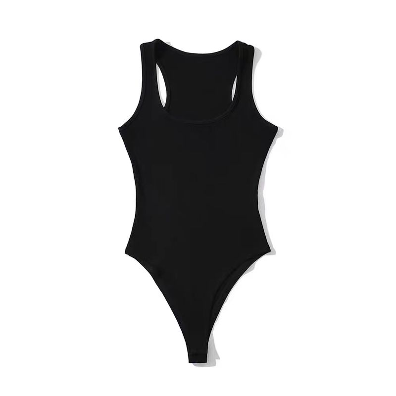 

Модный стиль Слим Легче всего сочетать Комбинезон Женская летняя верхняя одежда U-образный вырез Сексуальная однотонная трикотажная майка I-силуэта Black M