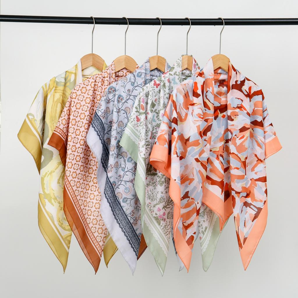 110cm Printed Cotton Square Scarf For Woman Muslim Hijabs Shawls Fashion Soft Wraps Ladies Neckerchief Female Handkerchief