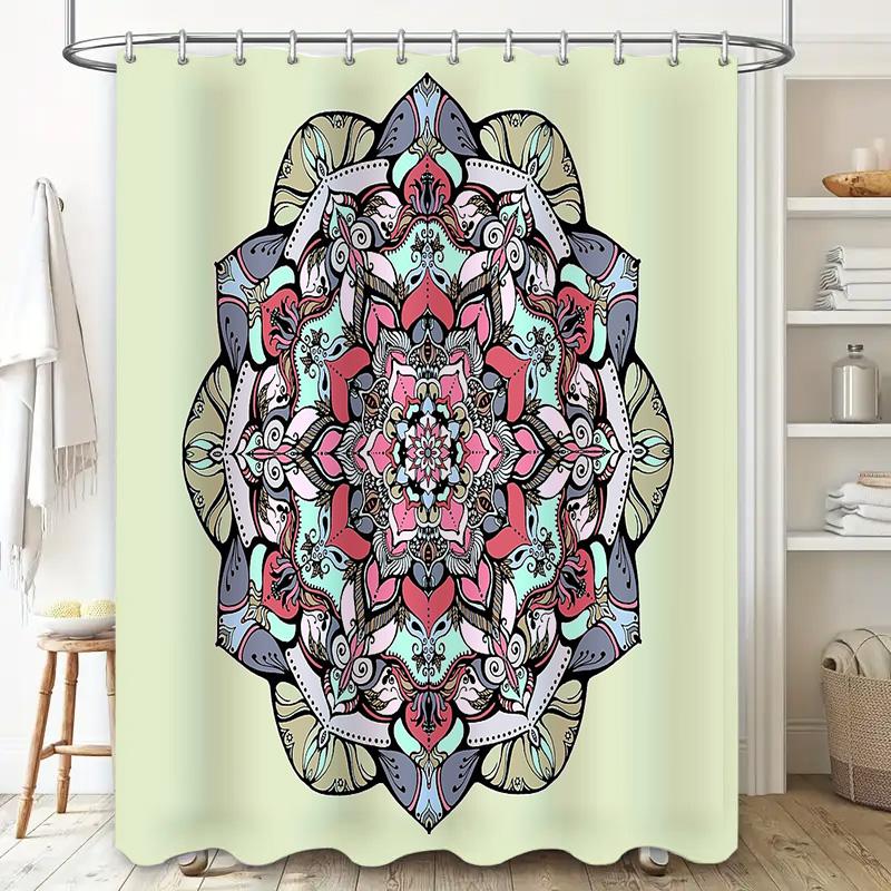 Boho Duschvorhang Blumenmuster Natur Botanisch Blattpflanzen Badezimmer Dekor Vintage Bauernhaus Rustikal Heimtextil Wandbehang