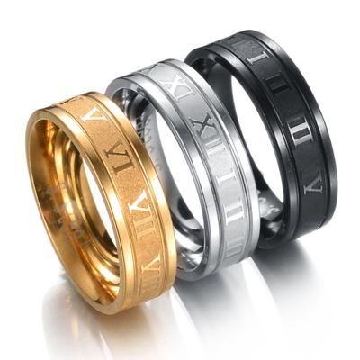 Creative Titanium Steel Finger Ring Roman Numerals Party Punk Jewelry Gift