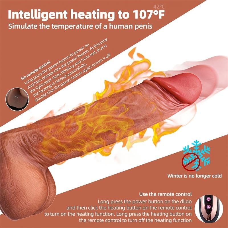 Großer vibrierender Stoßdildo für Frauen, Fernbedienung, Saugnapf, realistischer Penis, automatischer teleskopischer rotierender beheizter Sexspielzeug