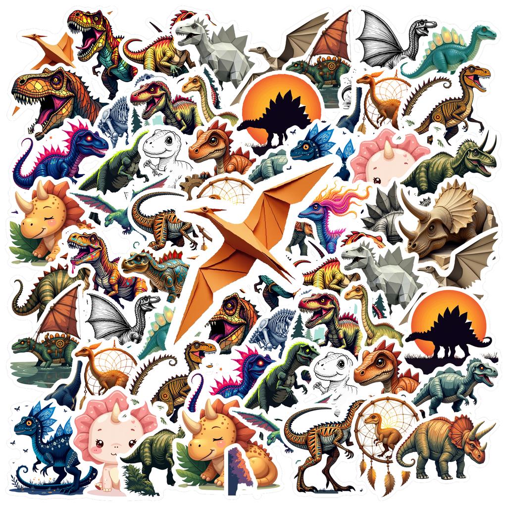 35-70pcs Diverse Dinosaur Stickers Cartoon Animal Sticker Aesthetic Phone Bike Wall Scrapbook Motorcycle Waterproof Graffiti