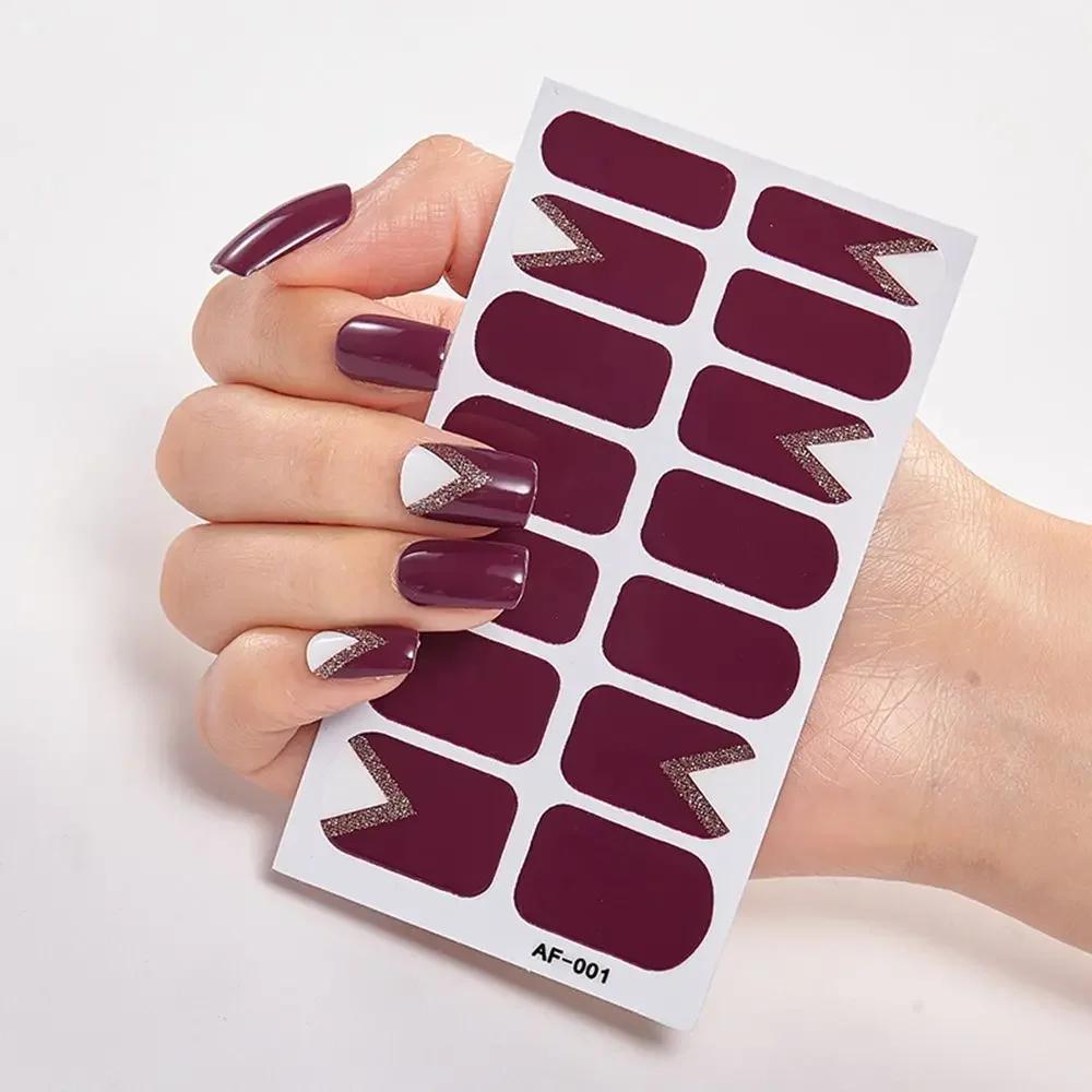 Long Lasting Manicure Self Adhesive Press On Nail Nail Polish Strips Full Nail Wraps Nail Sticker Nail Art Decal for Women Girls