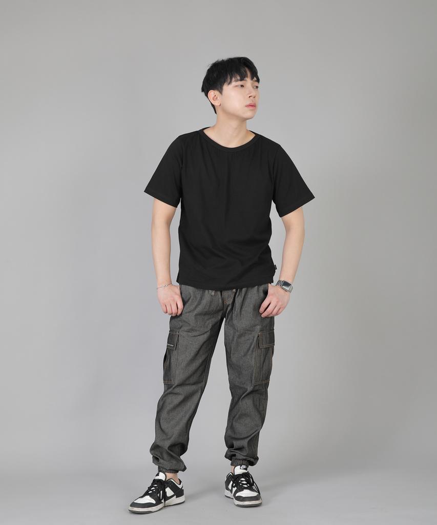 Seinteukeulu Retro Line Cargo Jogger Pants Rl-311Cj Denim Gray Black