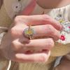 Eleganter 2024 Neuer Trendiger Offener Verstellbarer Ring Für Frauen Mit Schicken Gelben Diamantperlen