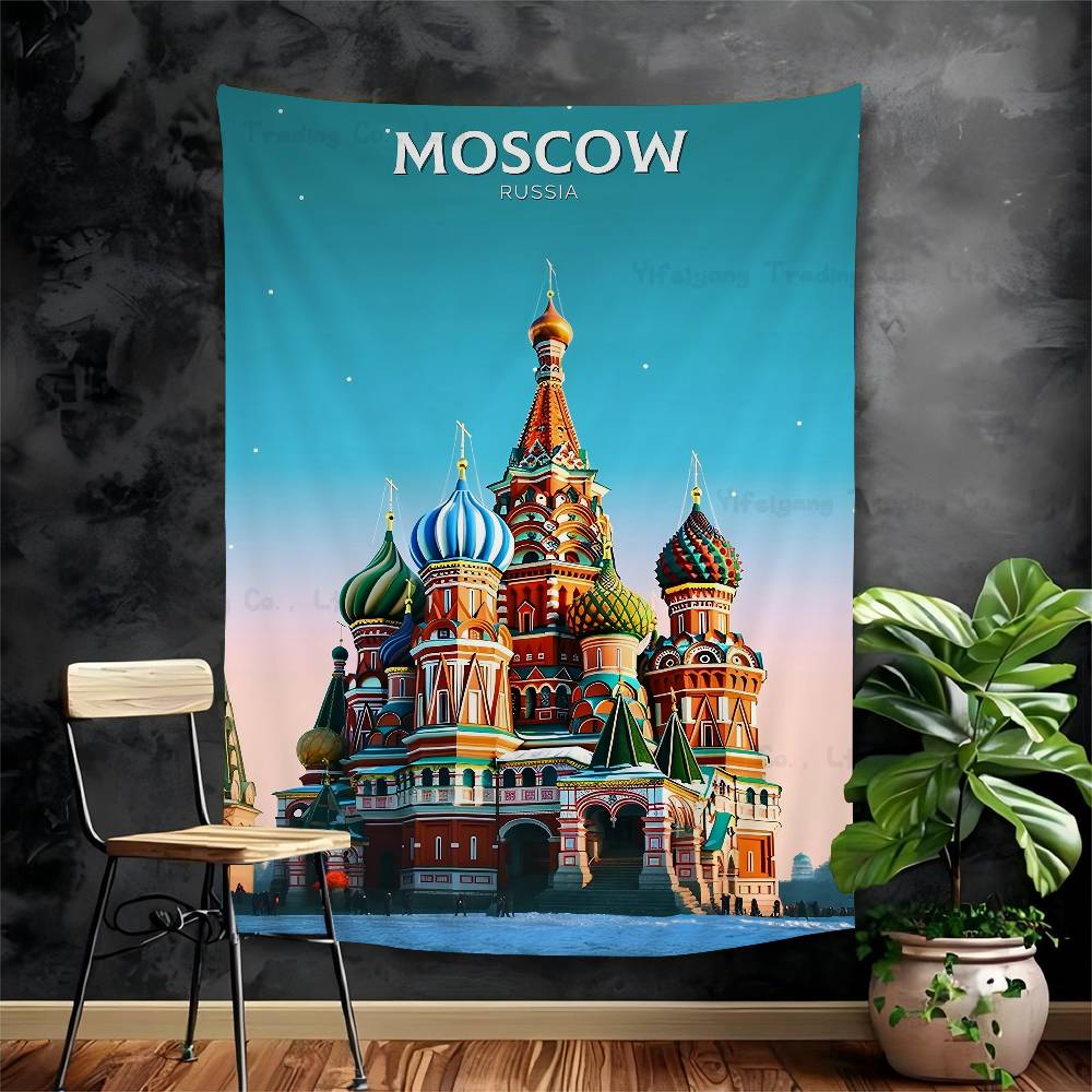World Famous Tourist Cities DIY Wall Tapestry Hippie Flower Wall Carpets Dorm Decor Wall Art Decor