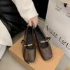 Flat-soled Mary Jane Shoes Women's 2026 New Single Shoes Spring French Shallow Mouth Retro Soft-soled Leather Shoes Ballet Shoes