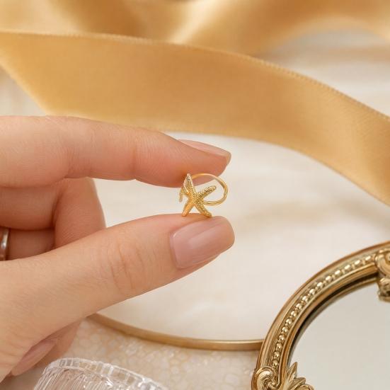 6Pcs/Set Starfish Ocean Rings Set, Stackable Marine Style Rings, Comfortable Wear Summer Beach Jewelry Gift
