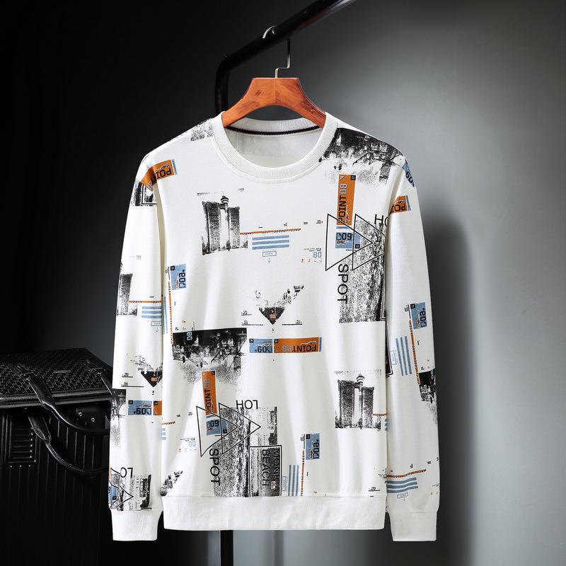 2020 Winter Plus Velvet Thickened Trendy Plus Size Men's Round Neck Sweatshirt