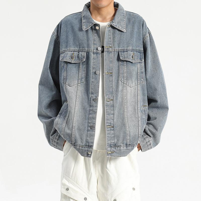 Jeansjacke Jacke Herren und Damen Herbst und Winter Verdickt High Street Lässig Workwear Hongkong-Stil Literarisch und Locker