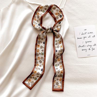 New Style of Literary and Versatile Thin Narrow Long Printed Scarf for Women's Hairband Decorative Scarf Belt Streamer Scarf