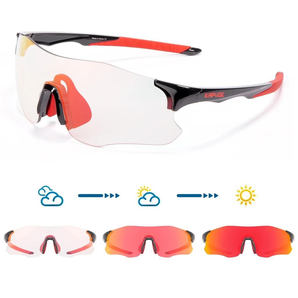 Pochromic Cycling Sunglasses Cycling Glasses MTB UV400 Sports Glasses Bicycle Eyewear Outdoor Glasses Running Goggles