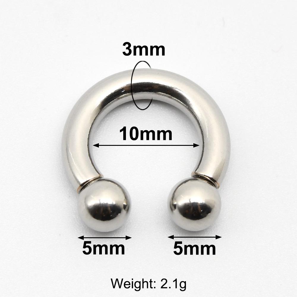 12G-00G Velký průměr Kruhový činkový kroužek z nerezové oceli s vnitřním závitem Piercing do nosu Septum Piercing Rozšiřovač Náušnice do laloku